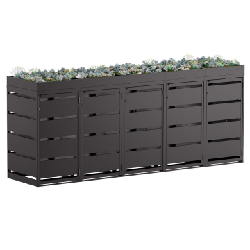 Egon Five-Bin Trash Can Storage Unit, 120 Liter, Black