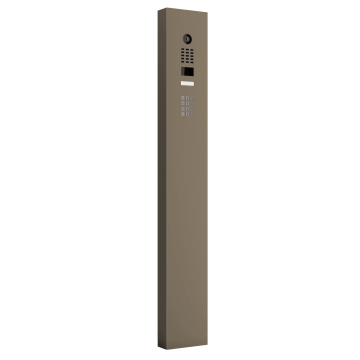 Smart Doorbird D1101KV Intercom with Keypad Module and Pedestal in Beige Gray