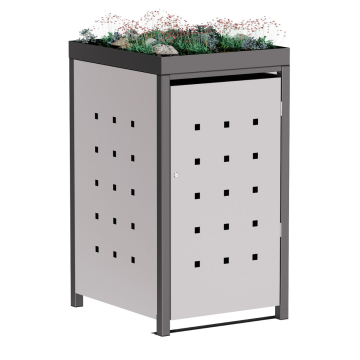 Anna Single Trash Can Storage Box 120L in Light Gray Metallic with Dark Gray Frame