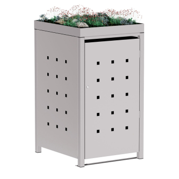 Martha Single 240L Trash Can Shed in Light Gray Metallic