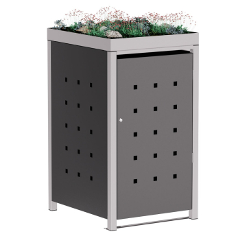 Martha 1-bin trash can storage, 240L capacity, in anthracite with signal gray frame.
