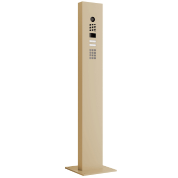 Intercom System with Pedestal + Base Plate for Two Doorbird D1102KV with Keypad Module Beige