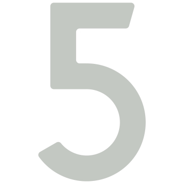 Self-adhesive house number "5" - 1.5 inch in light gray