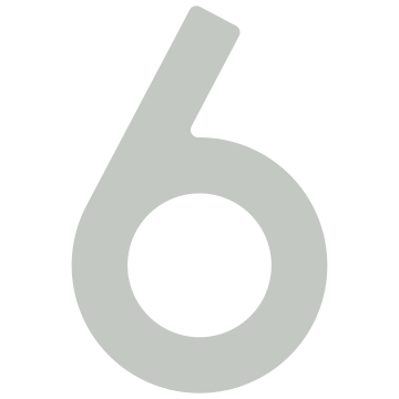 Self-adhesive house number "6" - 1 1/2 inch in light gray