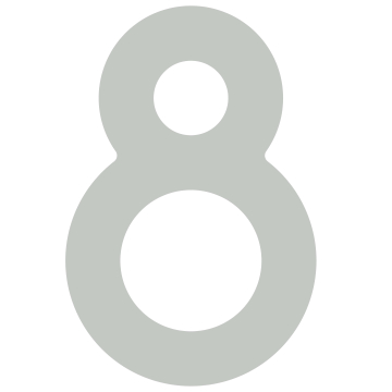 Self-Adhesive House Number "8" - 1.5 Inch in Light Gray
