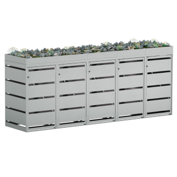 Egon Five-Unit Trash Can Storage, 120 Liter, Light Gray