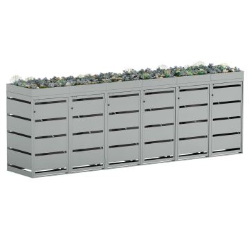 Egon 6-Can Trash Enclosure for (6) 120-Liter Bins, Light Gray