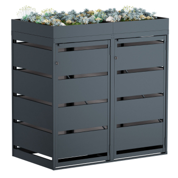 Egon Double Trash Can Storage Unit, 120 Liter, Anthracite
