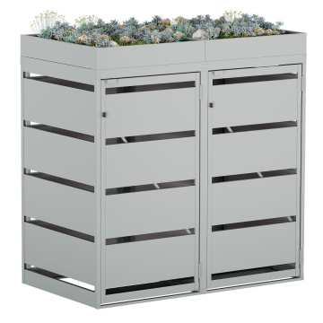 Egon Double Trash Can Storage Unit, 120 Liter, Light Gray