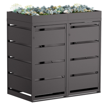 Egon Double Trash Can Shed 120 Liter in Black