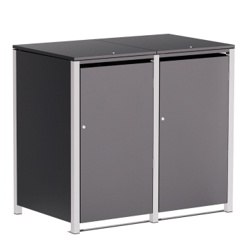 Helmut Double Trash Can Storage Unit 120L in Anthracite with Signal Gray Frame