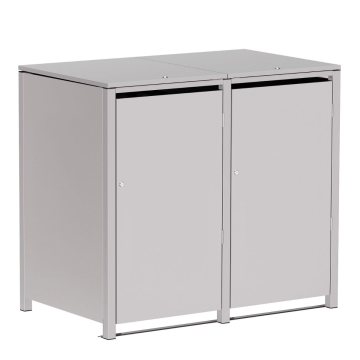 Hugo Double Trash Can Storage Unit 240L in Light Gray - Metallic