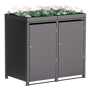 Emma Double Trash Can Storage Unit for (2) 120L Bins in Anthracite