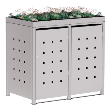 Anna Double Bin Shed, 120L, Light Gray Metallic