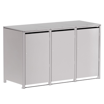 Helmut Triple Trash Can Shed 120L in Light Gray Metallic