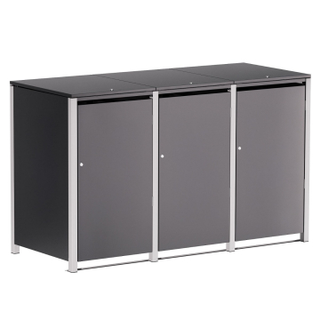 Hugo Triple Trash Can Storage Unit for 240L Bins in Anthracite with Signal Gray Frame