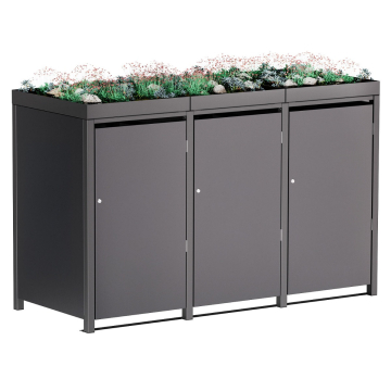 Tilda Triple Trash Can Storage, 240L, Anthracite