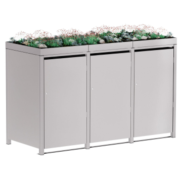 Tilda Triple Trash Can Storage Unit 240L in Light Gray Metallic
