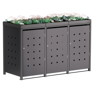 Anna Triple 120L Trash Can Shed in Anthracite