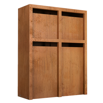 Belluno Mailbox System for 4 Units, Corten Steel | Rear Removal