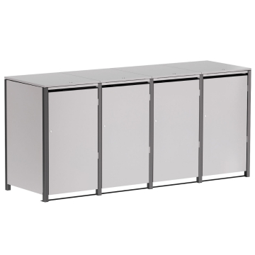 Helmut 4-Bin Trash Can Storage Unit 120L in Light Gray Metallic with Dark Gray Frame