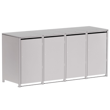 Hugo Four-Bin Garbage Shed, 240L, Light Gray Metallic