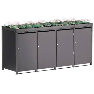 Tilda Four-Bin Garbage Can Storage, 240L, Anthracite