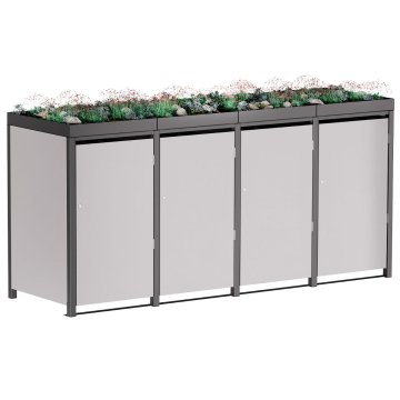 Tilda Four-Bin Storage Unit, 240L, Light Gray Metallic with Dark Gray Frame