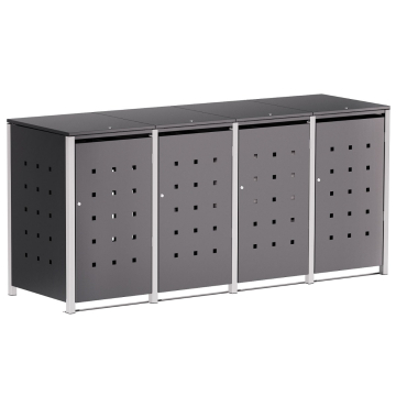 Wilhelm 4-Bin Trash Can Storage Unit 240L in Anthracite with Signal Gray Frame