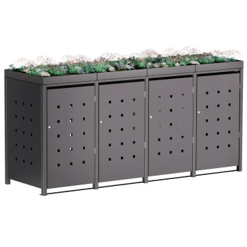 Anna 4-Bin Trash Can Storage Unit, 120L, Anthracite