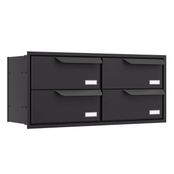 Eindhoven Four-Unit Built-In Mailbox in Black