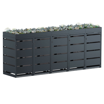 Egon 5-Bin Trash Can Storage, 120 Liter, Anthracite