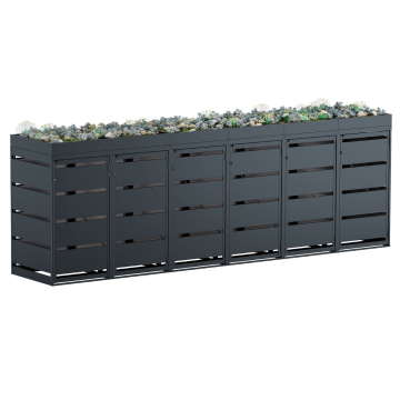 Egon Six-Bin Trash Can Storage Unit, 120 Liter, Anthracite