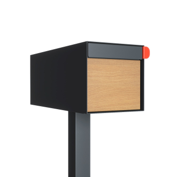 American Anthracite Mailbox with Wood Grain Front