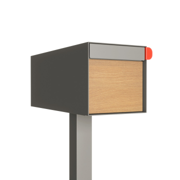 Americano Gray Mailbox with Woodgrain Front
