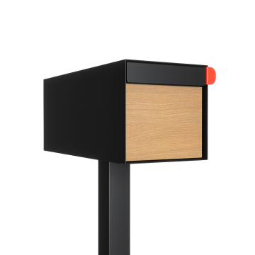 American Style Mailbox Black with Wood Grain Front