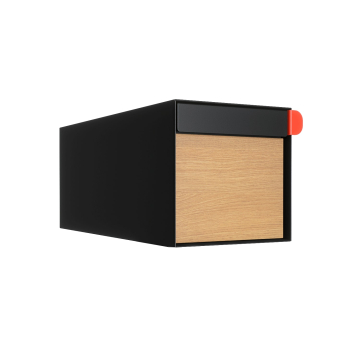 American Black Mailbox with Wood Grain Front | Wall Mount