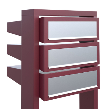 Stairs for Three Mailbox Unit, Red with Stainless Steel Flap