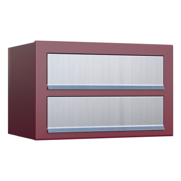 Cube Two-Person Mailbox Red with Stainless Steel Door