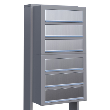 Cube for Six Mailbox System, Metallic Gray with Stainless Steel Flap
