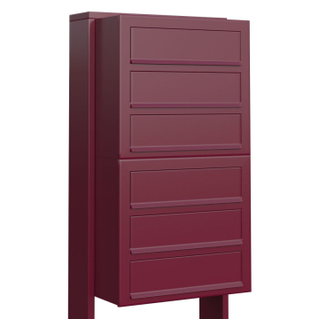 Cube Mailbox System for Six, Red
