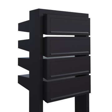 Four-Unit Stair Step Mailbox - Black