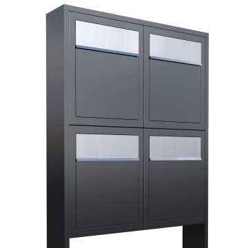 Base for Four Anthracite Mailbox with Stainless Steel Flap
