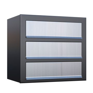 Cube Mailbox for Three Anthracite with Stainless Steel Flap