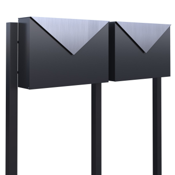 Letterbox System "Letter for Two" Anthracite with Stainless Steel Flap