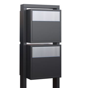 Soprano Two-Unit Mailbox System, Anthracite with Stainless Steel Flap