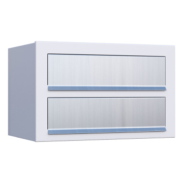 Cube for Two White Mailbox with Stainless Steel Flap
