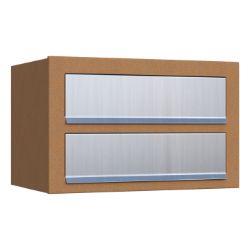 Cube for Two Mailbox, Rust Finish with Stainless Steel Door