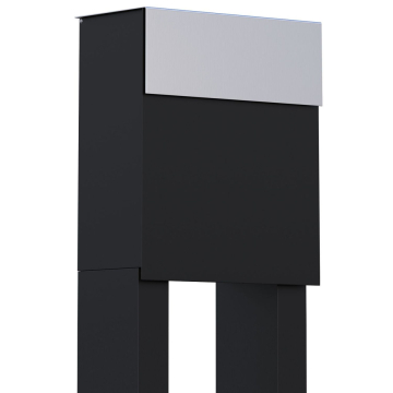 Alto Black Freestanding Mailbox with Stainless Steel Door