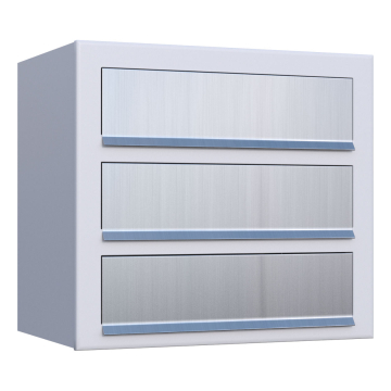 Cube for Three Mailbox, White with Stainless Steel Flap